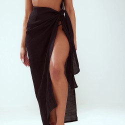 Black Linen Look Beach Sarong