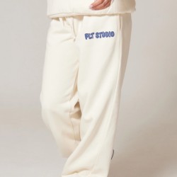 PRETTYLITTLETHING Sand Premium Studio Print Cuffed Sweatpants