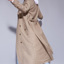 Petite Stone Woven Oversized Trench Coat